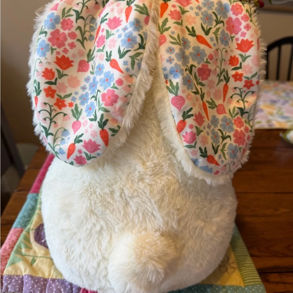 Plush Bunny with Floral Ears - Cream and Pink Peek a Boo Bunny Pillow